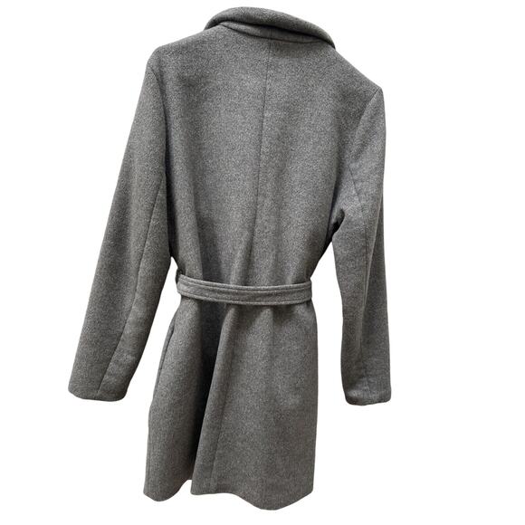 Pim + Larkin Wool And‎ Poly Wrap Coat Grey Womens Large - Picture 3 of 16